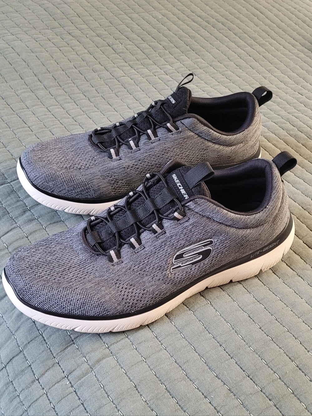 Skechers Charcoal Knit Slip-On Sneakers with White Sole Nrw